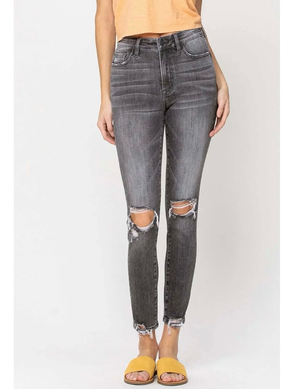 NWOT Vervet Distressed High-Rise Skinny Jeans in Gray